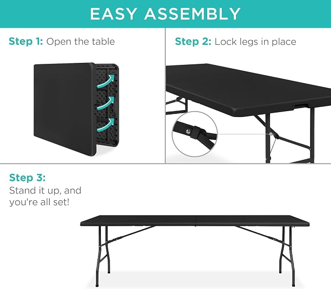 Best Choice Products 8ft Plastic Folding Table, Indoor Outdoor Heavy Duty - Image 7