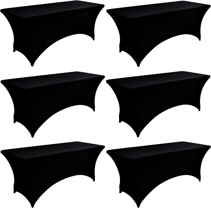 6-Pack 6ft Black Spandex Table Covers by Unknown