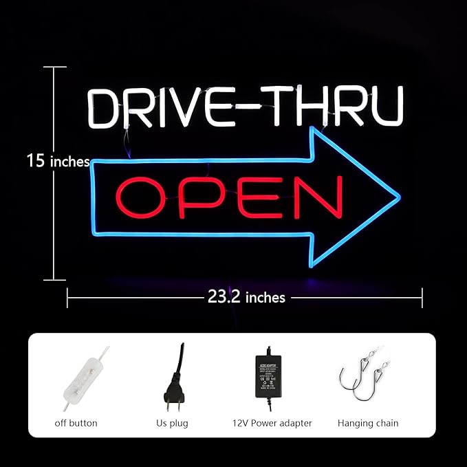 JFLLamp Large Drive Thru Open Neon Signs - Image 2