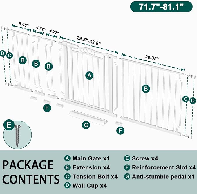 Fairy Baby 71.7"-81.1" Extra Wide Baby Gate - Image 2