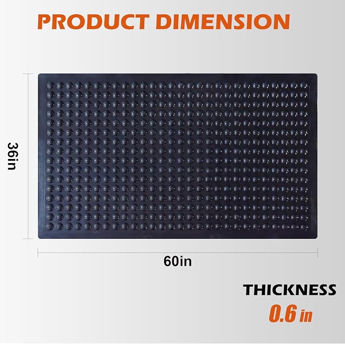 Black Rubber Bubble Anti-Fatigue Workplace Mat, Non-Slip Comfort Standing Floor - Image 2