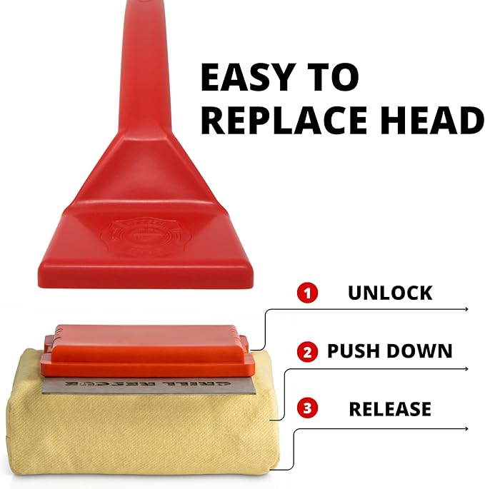 Grill Brush with Replaceable Bristle-Free Scraper Head, 600°F Rated