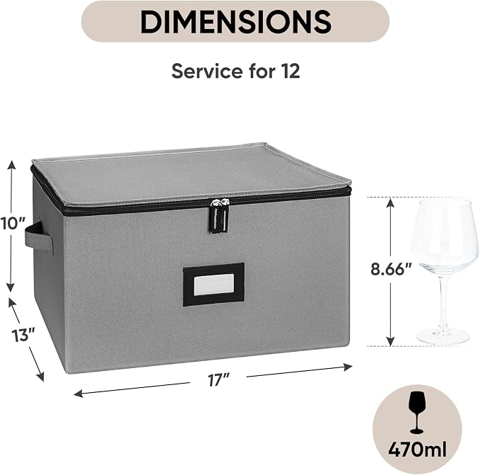 BALEINE China Storage Containers, Sturdy Quilted Wine Glass Storage, Plate - Image 2