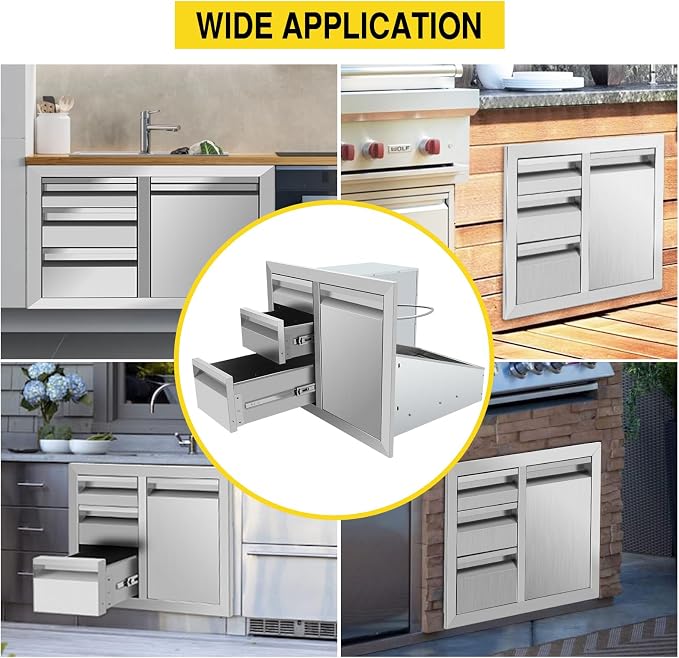 Outdoor Kitchen Drawer Combo, BBQ Access Trash Drawer Combo - Image 7