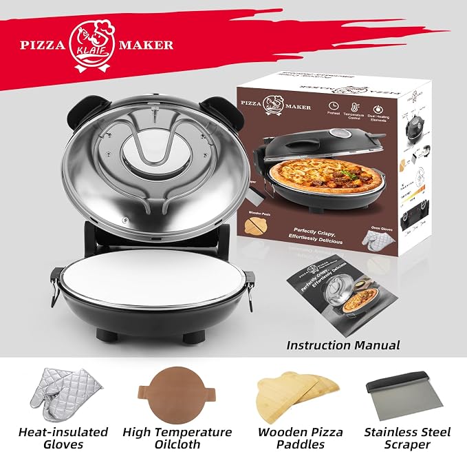 KLAIF 12" Electric Countertop Pizza Oven Indoor - Image 4
