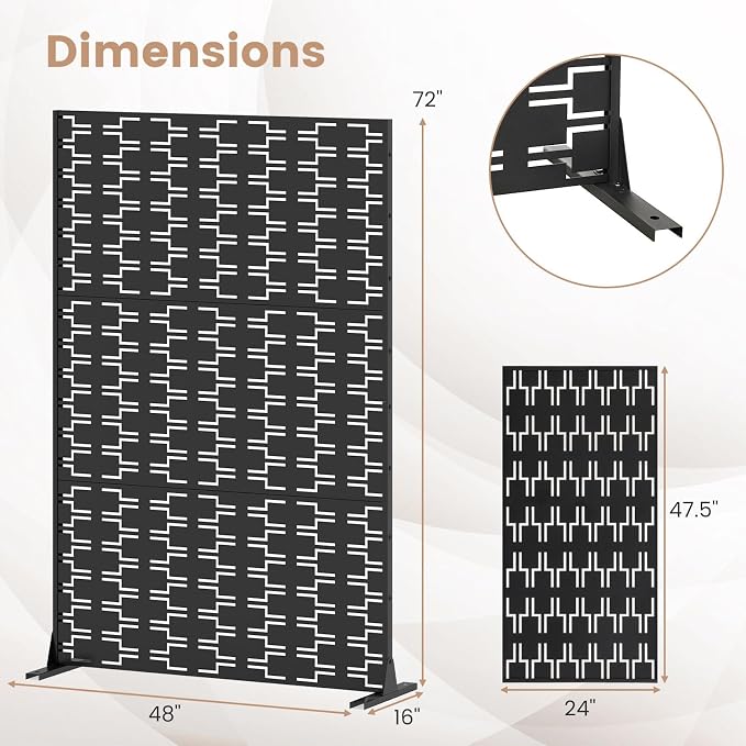 Giantex Metal Privacy Screen 72''H x 48''W, Powder-Coated Decorative Outdoor - Image 8