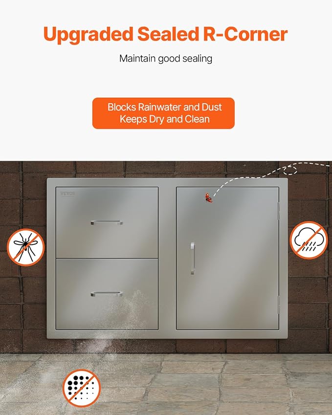 VEVOR Outdoor Kitchen Door Drawer Combo, 32.5" Wx21.7 Hx20.5 D, Access Door - Image 8