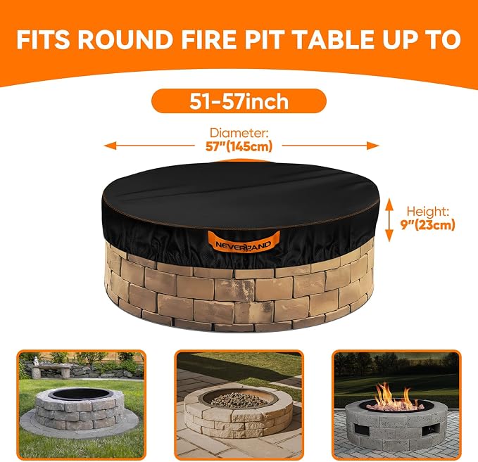 NEVERLAND Round Fire Pit Cover for In-Ground Fire Pits, 52-57 Inch Heavy Duty - Image 2