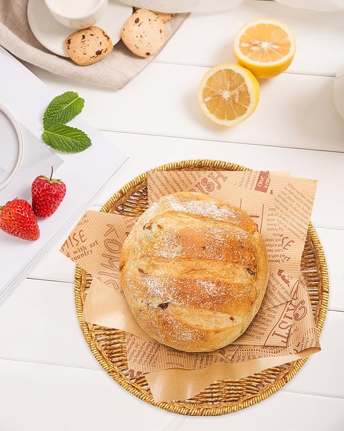 Woven Bread Basket, 3 Pack Wicker Fruit Baskets Rattan Bread Basket Poly Wicker - Image 6