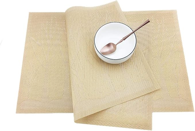 Gugrida Place Mats PVC Set of 6, Table Placemats Set of 6 PVC Washable Woven - Image 4