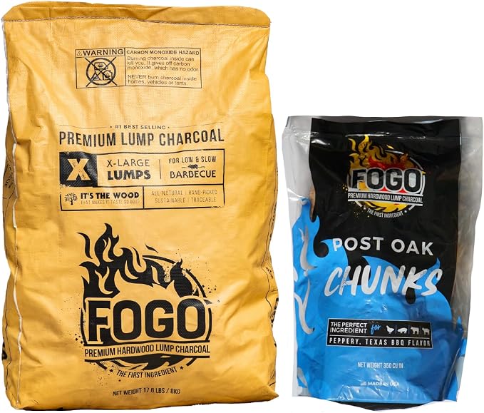 FOGO Premium Lump Charcoal 17.6 Pound Bag, Extra Large Sized Lump Charcoal by FOGO