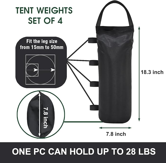 Eurmax USA Weight Capacity 112 LBS Extra Large Pop up Gazebos Weights Sand Bags - Image 2