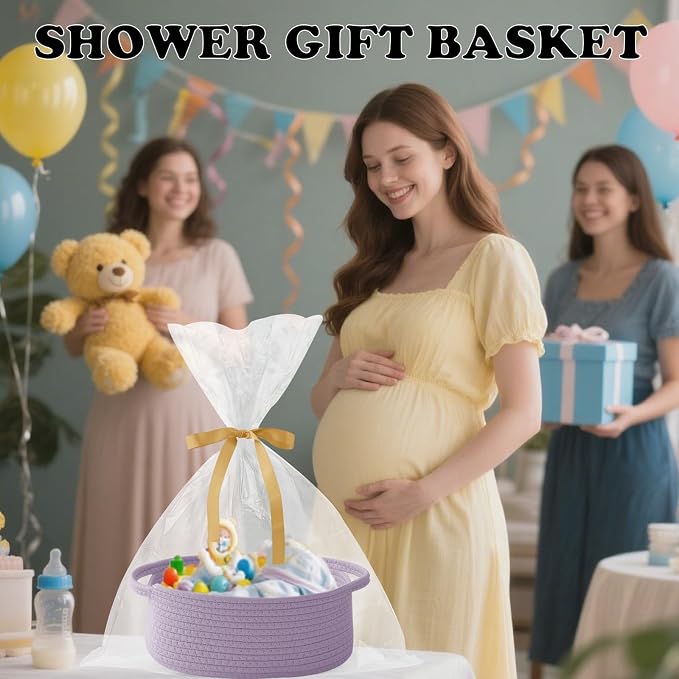 Gift Basket with Gift Bag and Ribbons, Small Rope Woven Shelf Storage, Baskets - Image 6