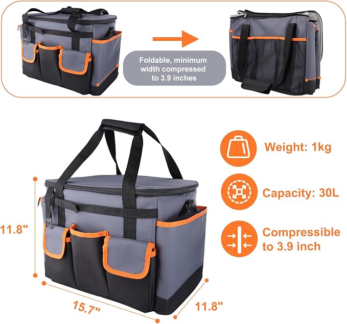 Large BBQ Grill Caddy with Paper Towel Holder, Foldable Insulated Picnic - Image 2