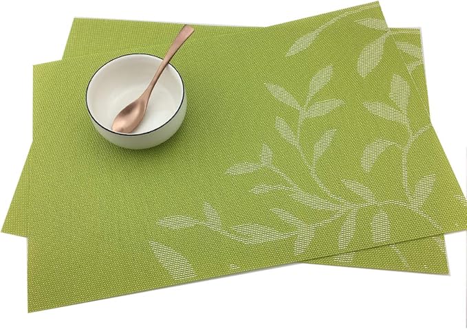 Gugrida Place Mats PVC Set of 6, Table Placemats Set of 6 PVC Woven Vinyl Place - Image 5