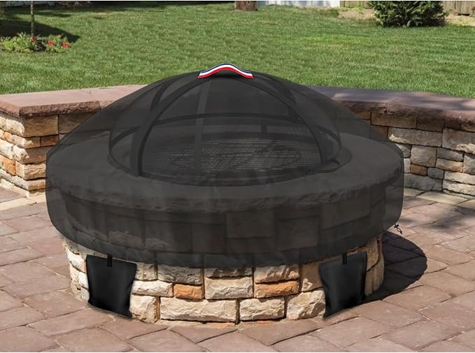 Outdoor Round Built in Stone Fire Pit Cover, Heavy Duty 600D Waterproof Cover by Alickwang