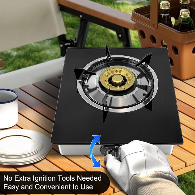 Single Burner Propane Stove, Portable Tempered Glass Camping Stove Propane - Image 4