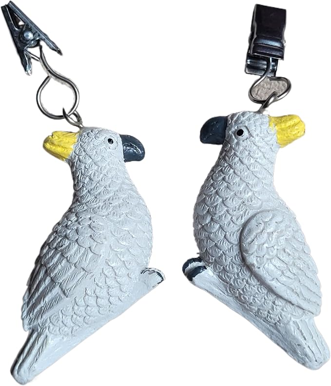 TwoFish Home Set of 4 White Parrot Resin Tablecloth Weights Clips White Parrot - Image 4