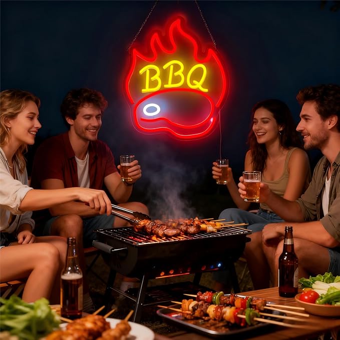 BBQ Neon Signs for Backdrop wall decor，Dimmable USB Powered, Barbecue Neon - Image 5