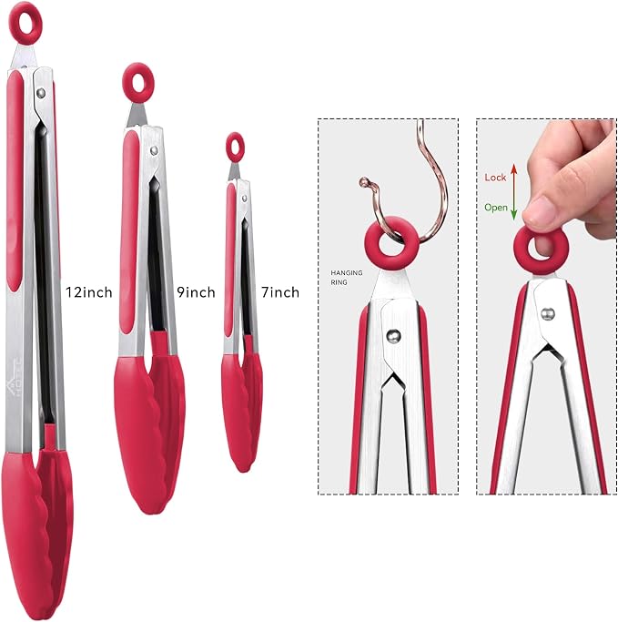 HOTEC Premium Stainless Steel Locking Kitchen Tongs - Image 3