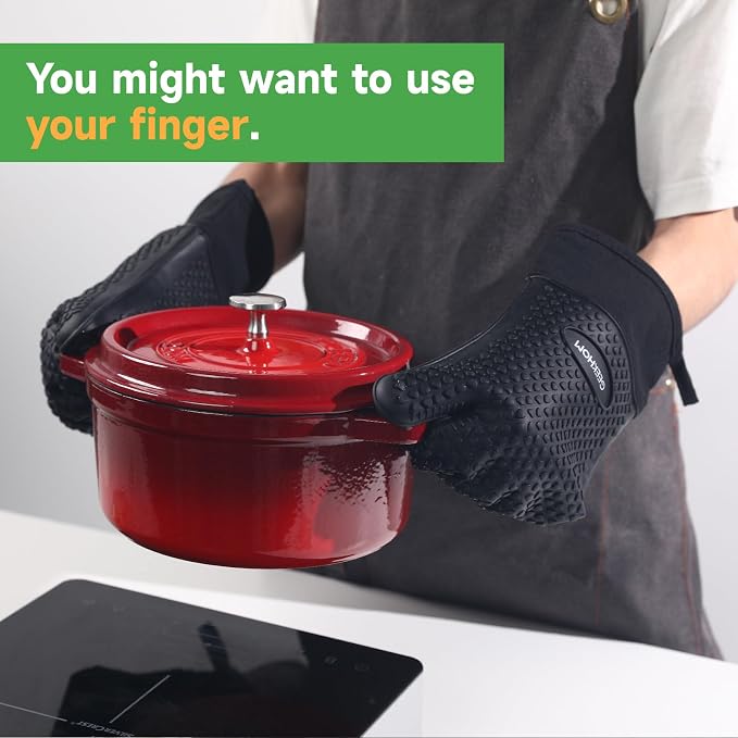 GEEKHOM Silicone Oven Gloves Heat Resistant BBQ Gloves - Image 6