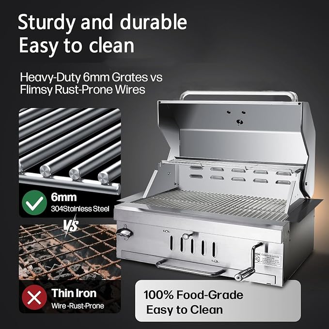 Large Charcoal BBQ Grills, Built in Barbecue Grill - Image 4