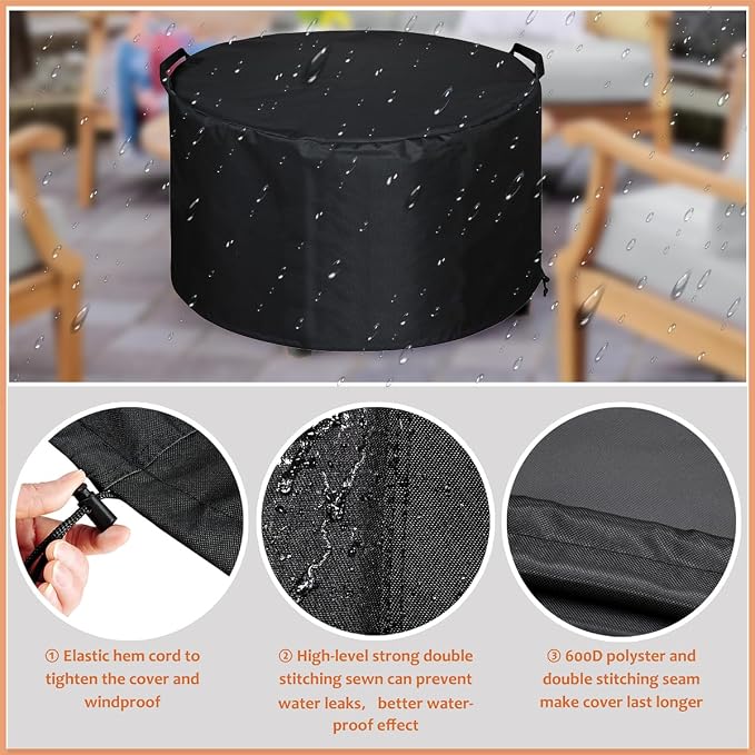 SheeChung Fire Pit Cover Round for Solo Stove Yukon 27"-29", Waterproof - Image 5