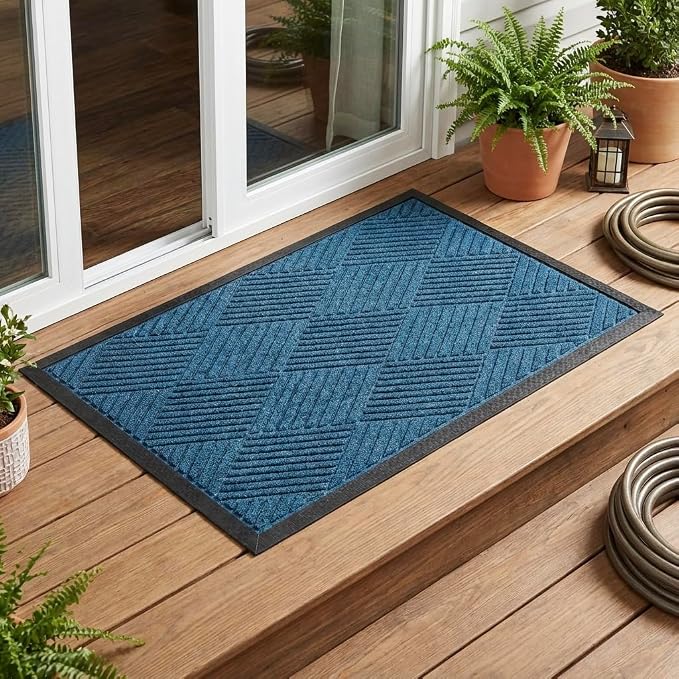 Ecomills Deluxe Diamond Entrance Door Mat, Large Heavy Duty Absorbent Rubber Rug by Ecomills