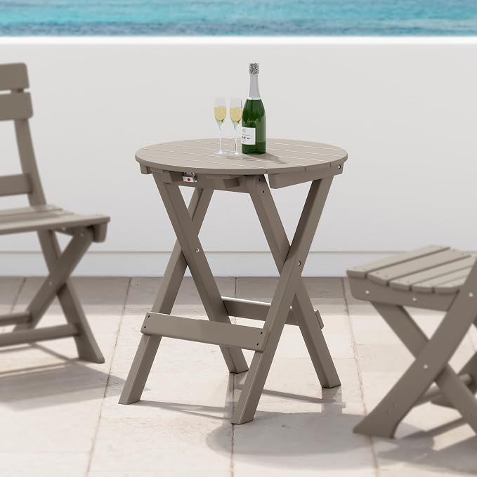 Costaelm Paradise HDPE Outdoor 24.5 Inch Round Portable Folding Patio Dining - Image 2