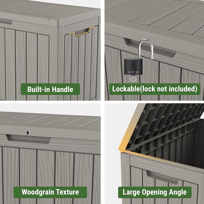 Mars Villa 45 Gallon Deck Box, Waterproof Weatherproof and UV Resistant Resin - Image 5