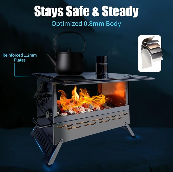 Hot Tent Stove, One-piece Molded Wood Burning Stove - Image 3