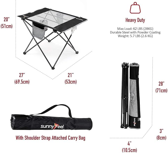 SUNNYFEEL Outdoor Folding Table | Lightweight Mesh Compact Camping Table - Image 3