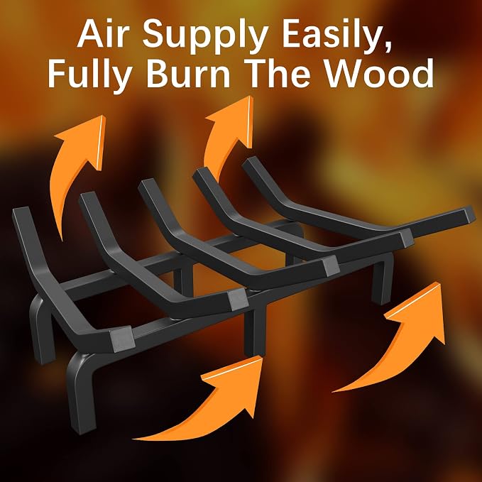 Mr IRONSTONE Fireplace Grate Fireplace Log Holder Solid Steel Heavy Duty - Image 5