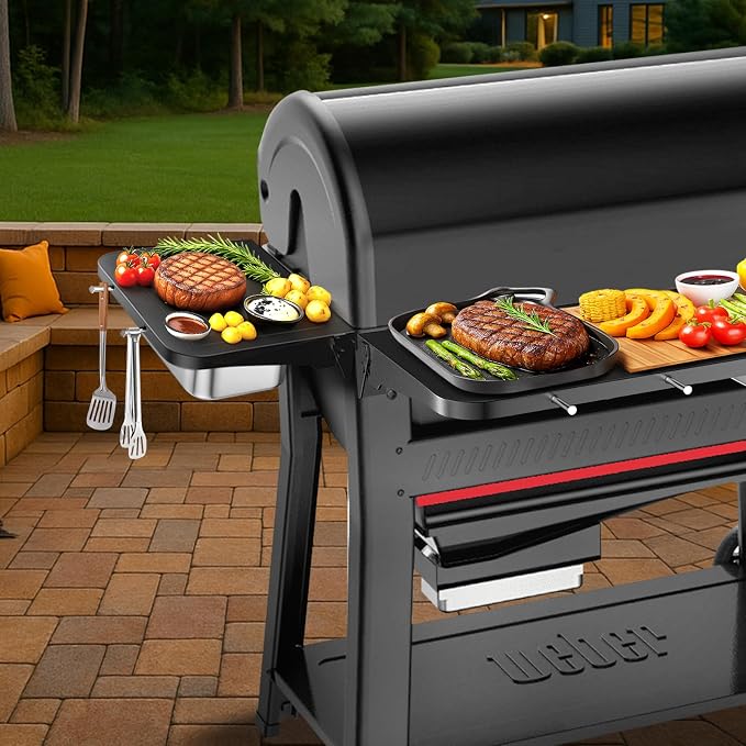 Utheer Grill Side Table Shelf for Weber Searwood 600/600XL – Foldable BBQ Prep - Image 8