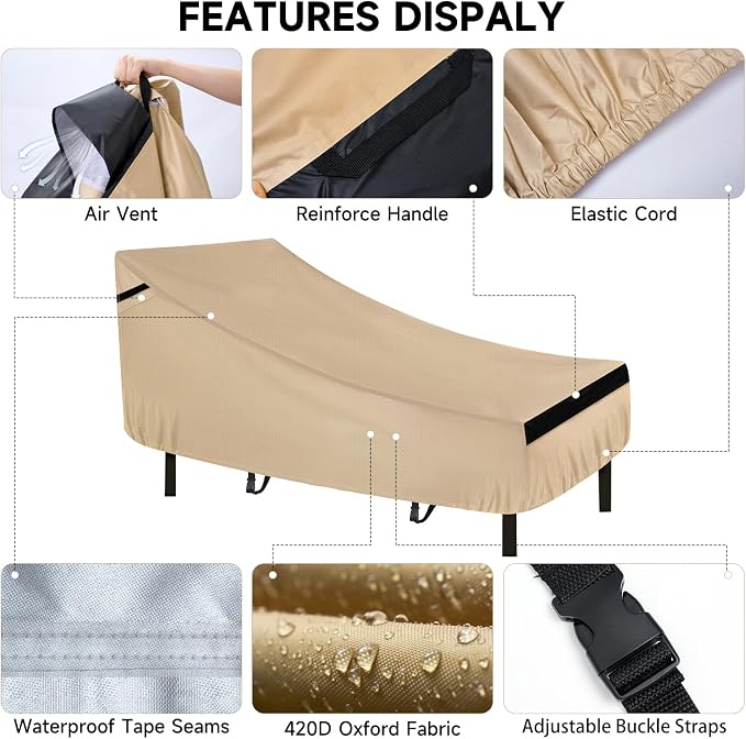 NEVERLAND Waterproof Patio Lounge Chair Cover, Outdoor Chaise Lounge Covers - Image 2