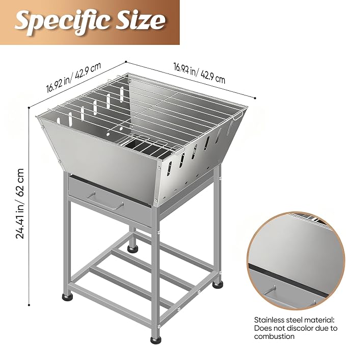 Stainless Steel Inch Square Wood Fire Pit - Image 5