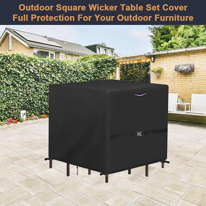 5 Pieces Patio Dining Set Covers, Waterproof Square Patio Table And Chairs Set - Image 6