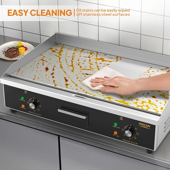 ROVSUN 30" Electric Countertop Flat Top Griddle, 3000W Electric Griddle - Image 4