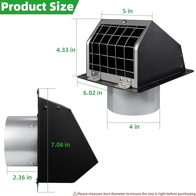 4" Dryer Vent Cover Outdoor, Dryer Vent Cover - Image 2