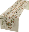 Wild Mushroom Table Runner, Retro Floral Plants Botanical Print Table Cover by JanJCurt