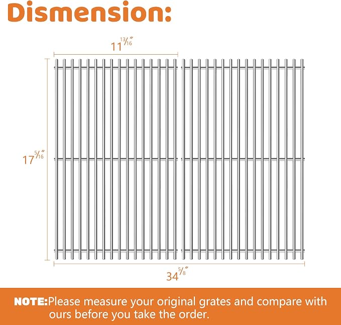 17.5 Inch Grill Grates for Weber Spirit 300 & Spirit II GS4 300 Series 3 Burner - Image 2