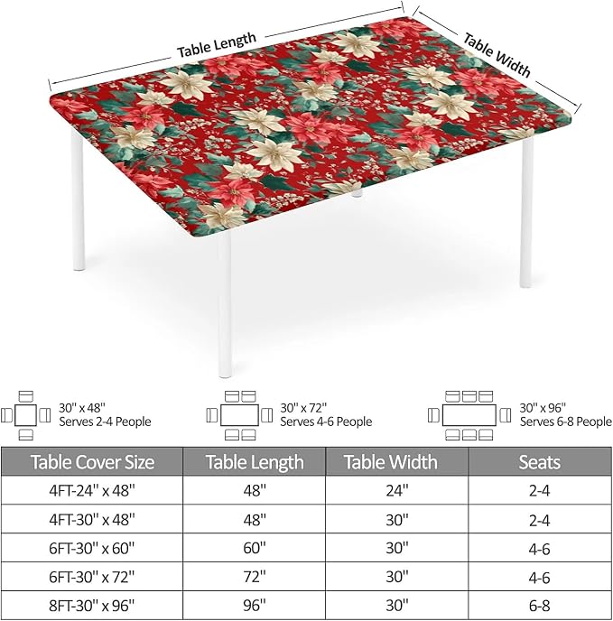 Rectangle Table Cloth Cover Waterproof Elastic Fitted Polyester Fitted - Image 4