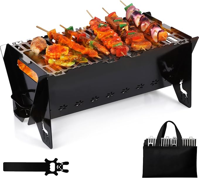 Lineslife 16 Inch Portable Camping Campfire Grill, Heavy Duty Charcoal BBQ by Lineslife