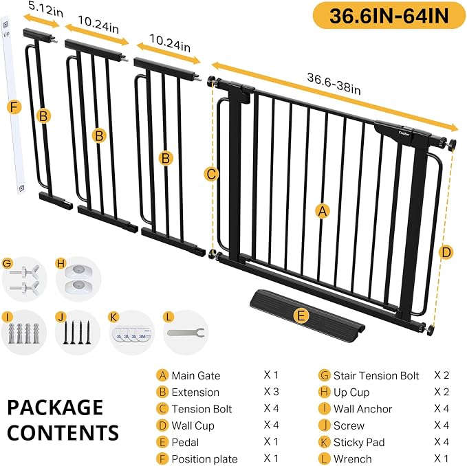 Cumbor 36.6-64" Extra Wide Baby Gate - Image 8