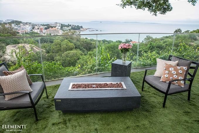 Elementi | Bundle Hampton Gas Fire Pit Cast Concrete 56" Rectangular Fire Table - Image 5