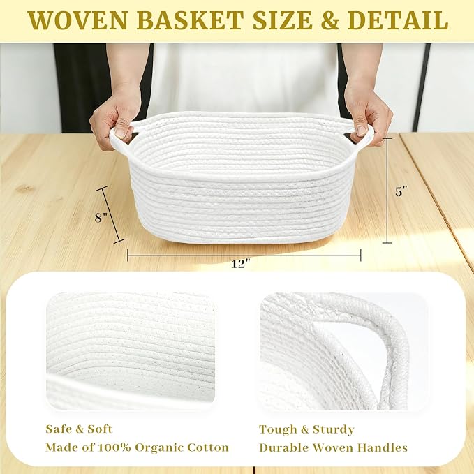 Succwoah 8 Pack Small Woven Baskets - Image 2
