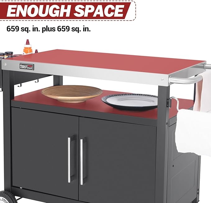 Outdoor Grill Cart with Wheels, Movable Kitchen Island with Storage Cabinet - Image 6