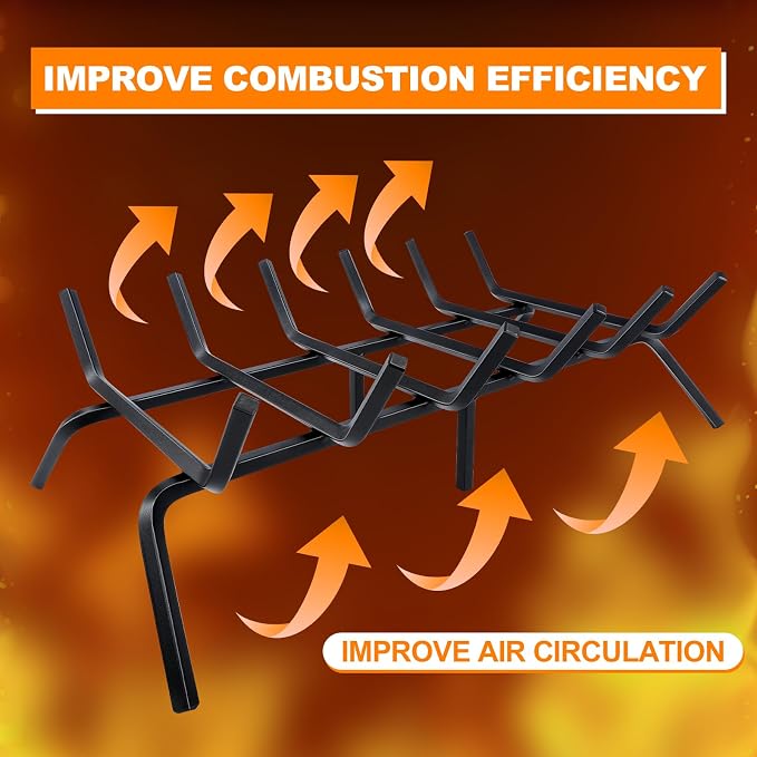 Fireplace Grate, Fireplace Log Holder, 27 inch Heavy Duty Solid Cast Iron - Image 3