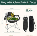 Folding Hammock Camping Chair in Black with Headrest and Cup Holder