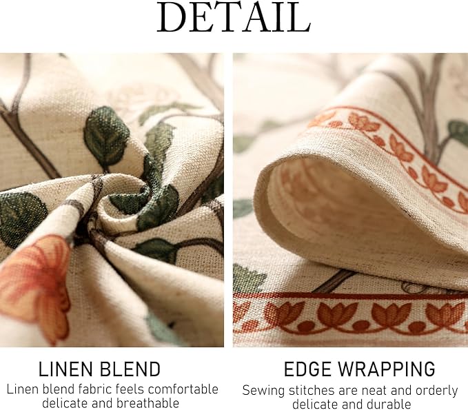 ISAENNE Designer Floral Small Rectangle Tablecloth, French Linen Light Beige - Image 6